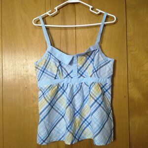 Planet Sleep Women's Medium Sleeveless Checkered Baby Top Pajama Top Sleepwear